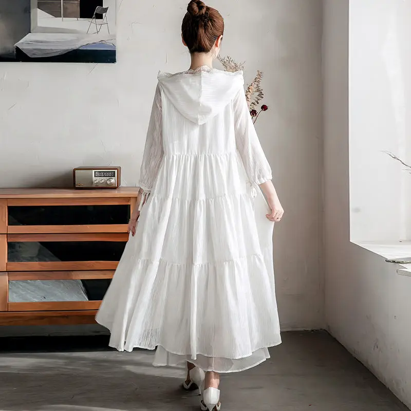 

Женская шифоновая рубашка в этническом стиле, кардиган с капюшоном и защитой от солнца, большие размеры, aq453, весна-лето 2021