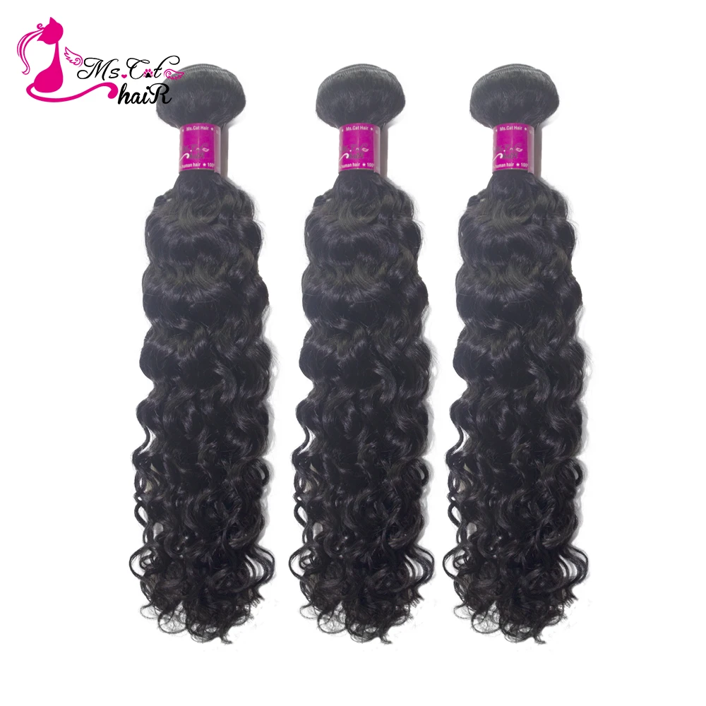 Ms Cat Hair 10 '' 26'' бразильские волнистые 3 пряди 100% человеческих волос для