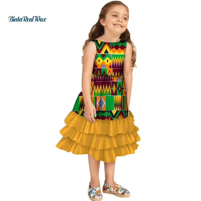 Милые многослойные платья с оборками для девочек Детские принтом в африканском