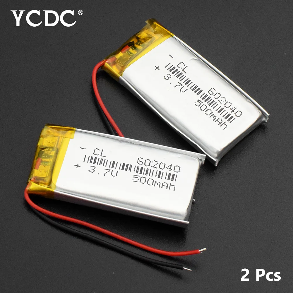 2PCS 602040 3,7 в 500 мАч литий-полимерный литий-ионный аккумулятор для gps MP3 MP4 MP5 Автомобильный видеорегистратор тахограф наушники литий-ионный аккумулятор 4 шт - Цвет: 2PCS