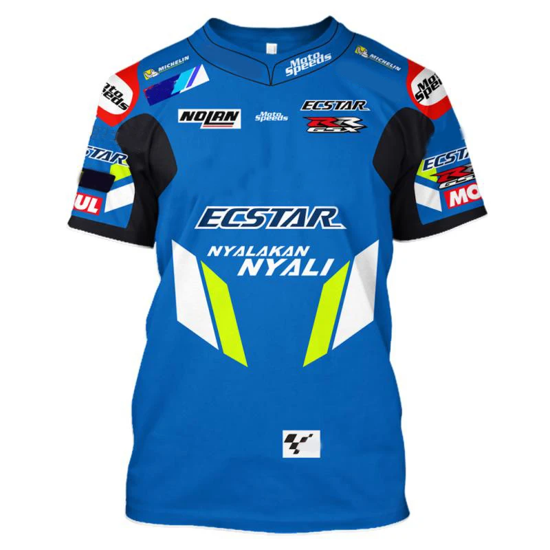 

MOTO GP For Suzuki ECSTAR RR GSX Racing Team Riding Sports Blue T-Shirt New No Fading Knigh Tee Summer Quick-Dry Breathable