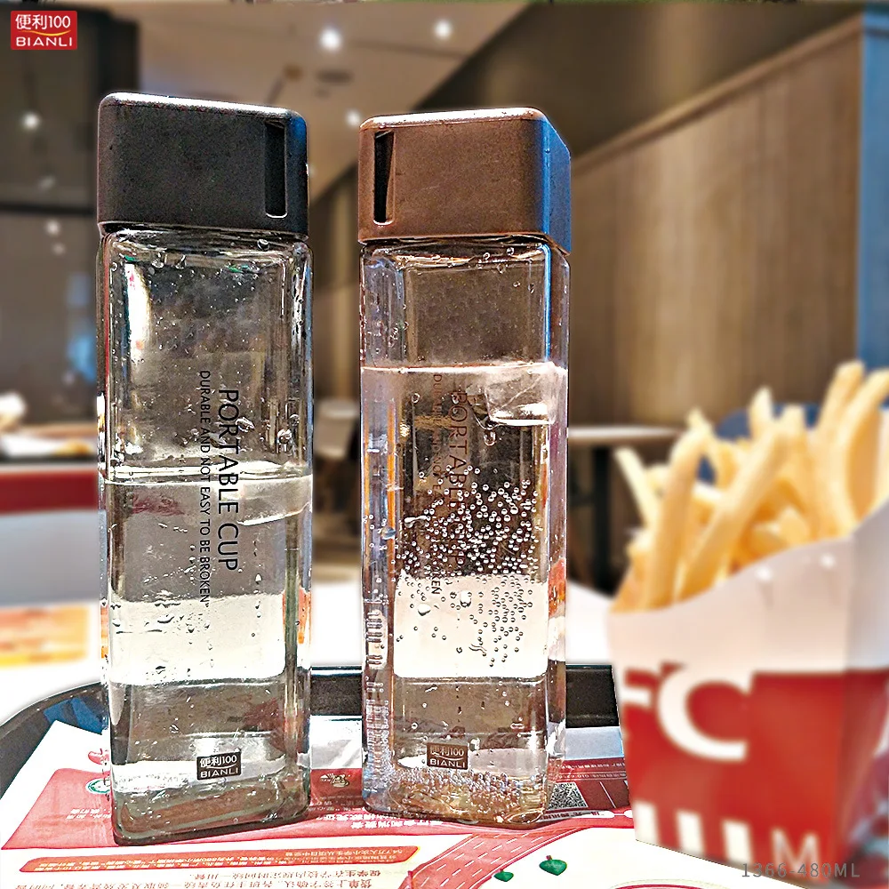 Новая Квадратная бутылка для воды портативная пластиковая прозрачная