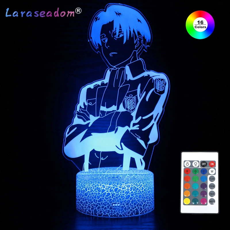 

Акриловая светодиодная аниме-лампа манга атака на титанов для домашнего декора комнаты, светильник подарок для маленького ребенка Captain Levi ф...