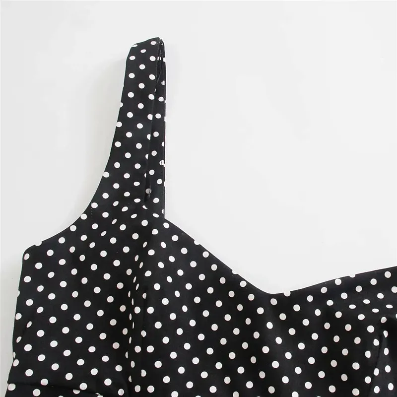 

TRAF Za Woman 2021 Polka Dot Woman's Playsuit Black Female Jumpsuit Elegant Summer Woman Jumpsuit Sleeveless Short Jumpsuits