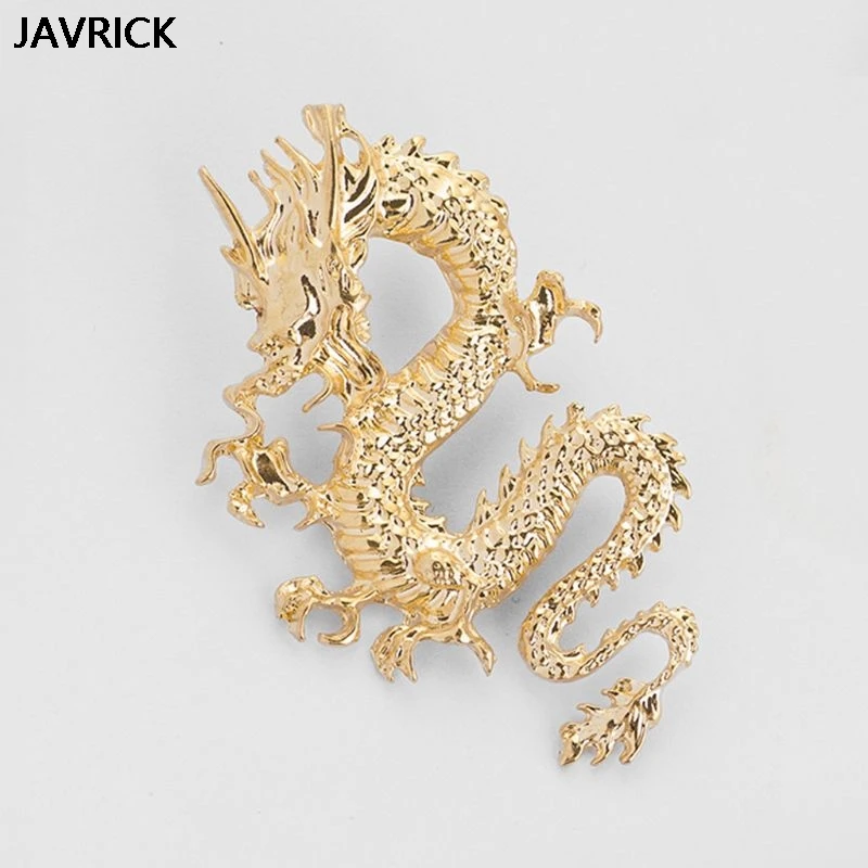 Женские серьги гвоздики золотого цвета в стиле панк рок сережки с драконом из