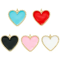 colorful alloy metal drop oil love heart charms pendant for diy bracelet necklace jewelry making breloque pour fabrication