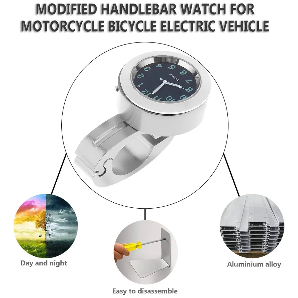 Универсальные водонепроницаемые хромированные часы для мотоцикла велосипеда