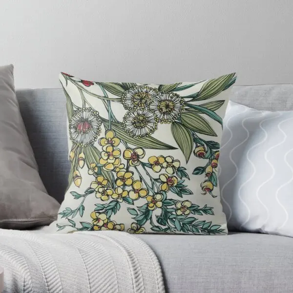 

Retro Australian Native Floral Printing Throw Pillow Cover Throw Fashion Cushion Office Decor Soft Waist Pillows not include