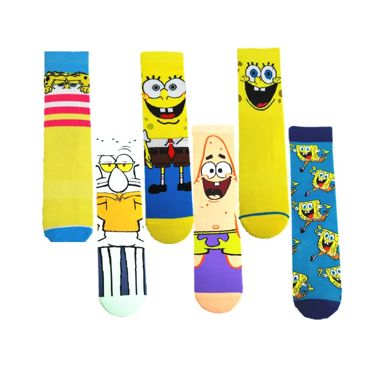 Модные новые хлопковые мужские носки в стиле хип хоп с героями мультфильмов