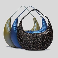 women bag leopard print candy color crescent bag cushion autumn winter new style shoulder bag fast fashion messenger women bag