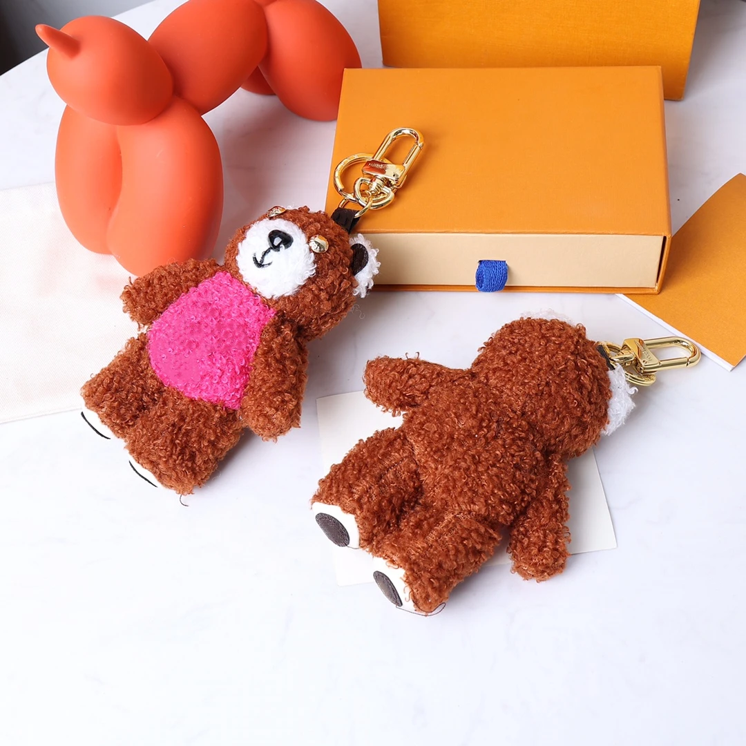 

2021 New High Quality Hot Sale Luxury PomPom Bear Keychain Best Gift For Friends Woman Bag Accessories Pendant With Gift Box