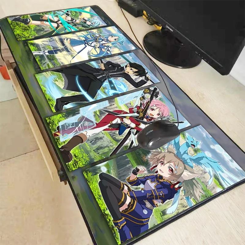 Большой коврик для мыши Mairuige Sword Art Online с фиксируемыми краями игровые коврики