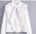 as pic LS4136BB Женская милая белая блузка с бантом и каскадными оборками, женский воротник-стойка, агаровое кружево, рубашка с халатом femininas, шикарные блузки, топы LS4136 - Color: as pic LS4136BB