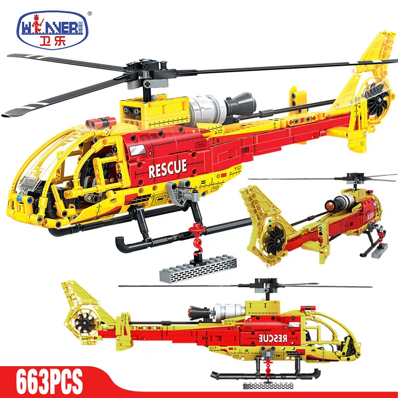 

ERBO 663PCS City Police Airplane Building Blocks Technical Military Helicopter Airport Brigade Bricks Enlighten Toys for Kids