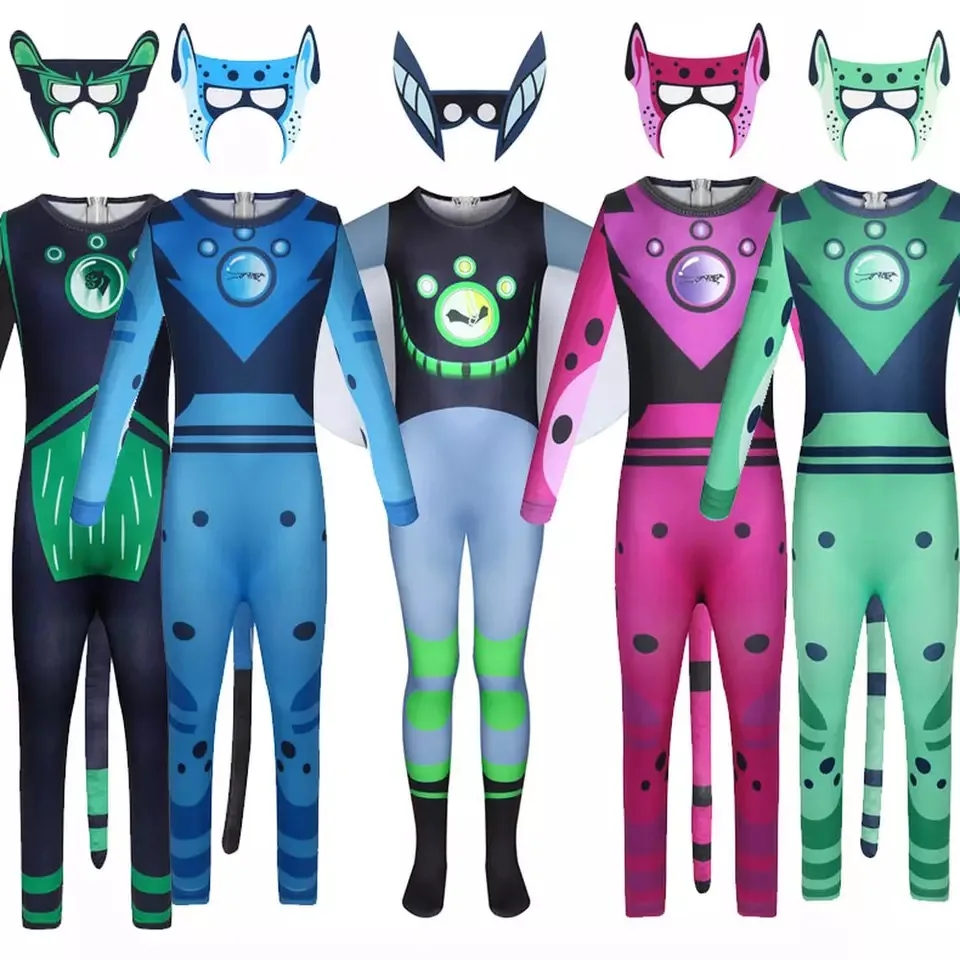Костюмы на Хэллоуин для мальчиков и девочек, косплей, супергерой, летающий герой с маской, карнавальные дикие Kratts костюмы, костюм