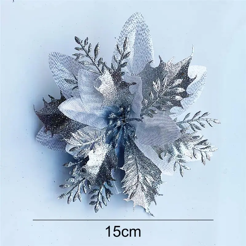 Искусственные цветы для украшения блестящие Пуансетии искусственные сделай сам