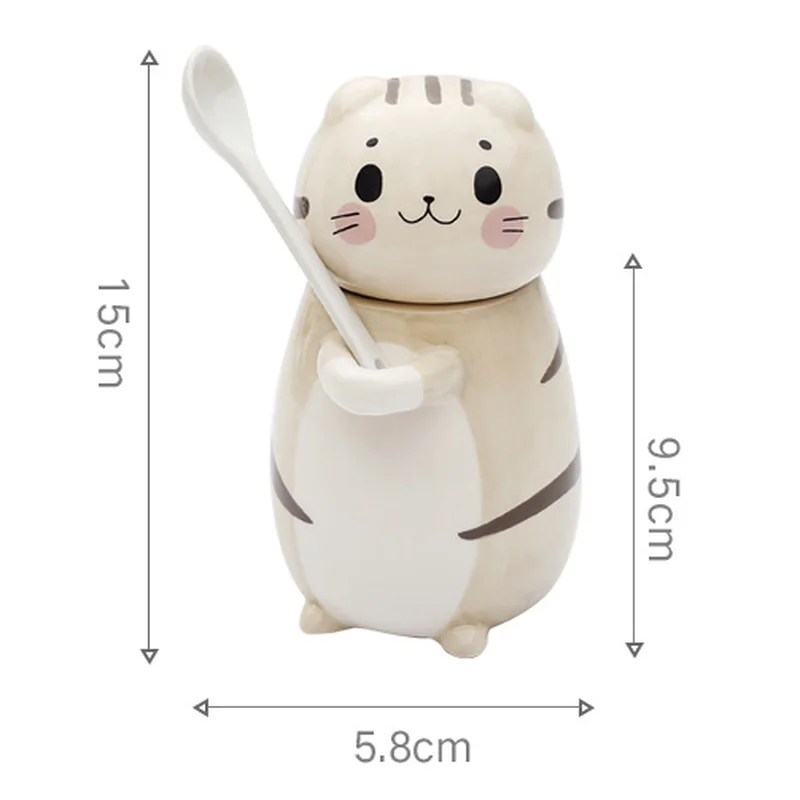 Творческий Кот из мультфильма Kawaii разрисованная вручную керамика кружки 3D чашка для кофе с молоком забавные кружки с крышкой Ложка Рождественский подарок украшение стола