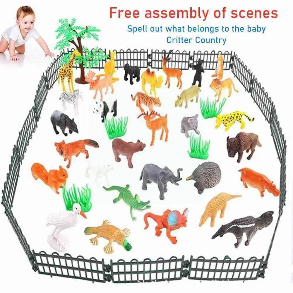 

53pcs/set Mini Animal World Zoo Model Figure Action Toy Set Animals Figures Great Educational Toys Playset For Kids Toddler K2i8