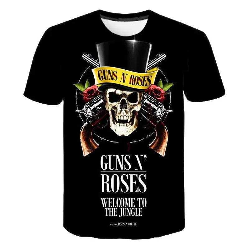 

New Summer 3D Printed Guns N Roses T-Shirt Sweatshirts Streetwear Men Women Boy Girl Child Kids Casual Cool Short Sleeve Tops