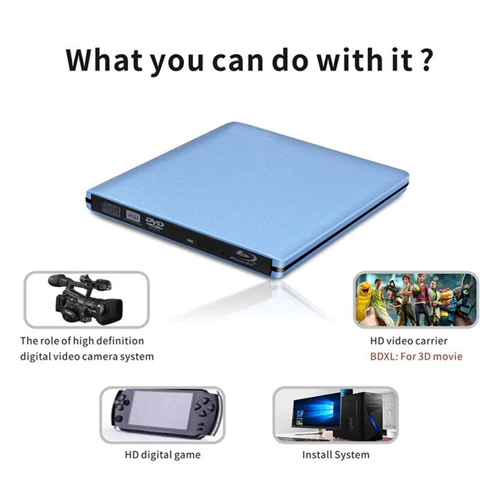 Bluray Burner Writer BD-RW USB 3,0 внешний DVD привод портативный Blu ray плеер CD/DVD RW оптический привод для ноутбуков hp