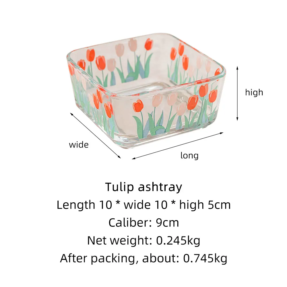 

Nordic Glass Ashtray Flowers Portable Ashtray Salad Bowl Fruit Bowl Tableware Table Decoration Accessories Modern Home Decor