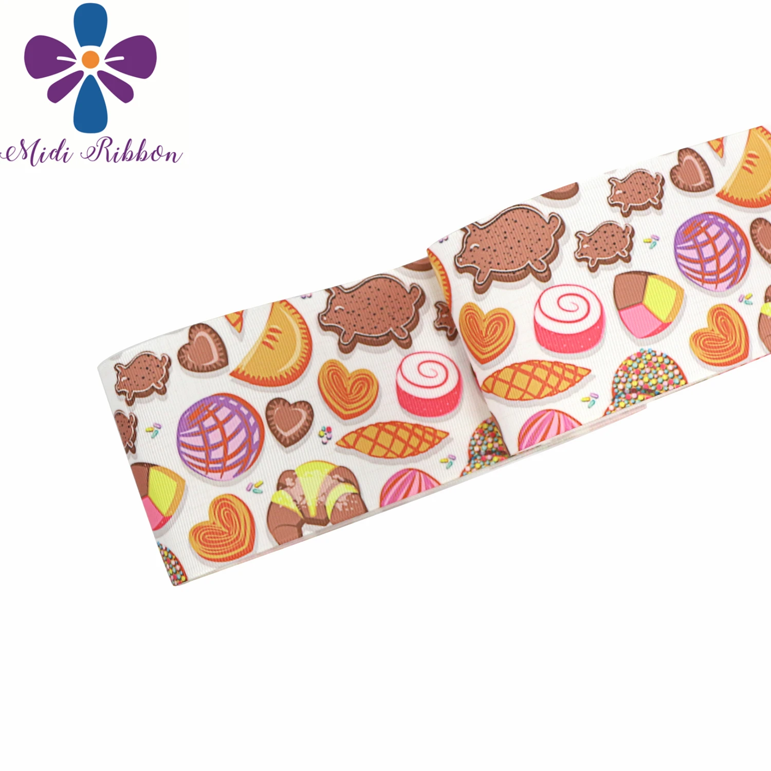 

16mm-75mm Food Series Bread Cookies Fruit Printed Grosgrain/Foe Ribbon Cute Cartoon DIY Hair Bowknots Party Decor 50yards/roll