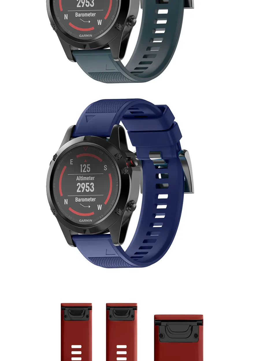 Силиконовый ремешок для часов с быстроразъемным ремешком 26 мм для Garmin Fenix 3 3HR 5X 5X plus D2 6X 6X Pro Watch Easyfit Watch Wrist Band