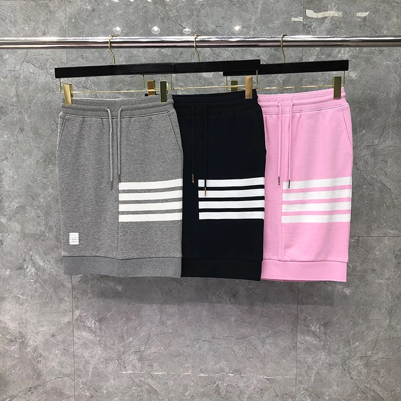 

TB Fashion 2021 Thom Brand Women High Waist Slim s Knee-Length Pencil Cotton Casual Striped Sport Short Skirt