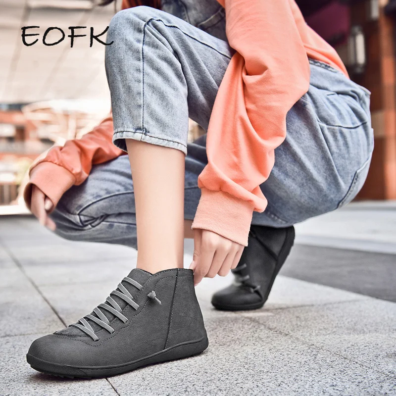EOFK/женские ботинки женская мягкая обувь на плоской подошве женские удобные