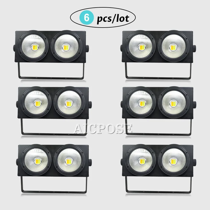6 шт./лот 2 eyes 2x100w LED COB DMX сценический эффект поворосветильник холодный и теплый
