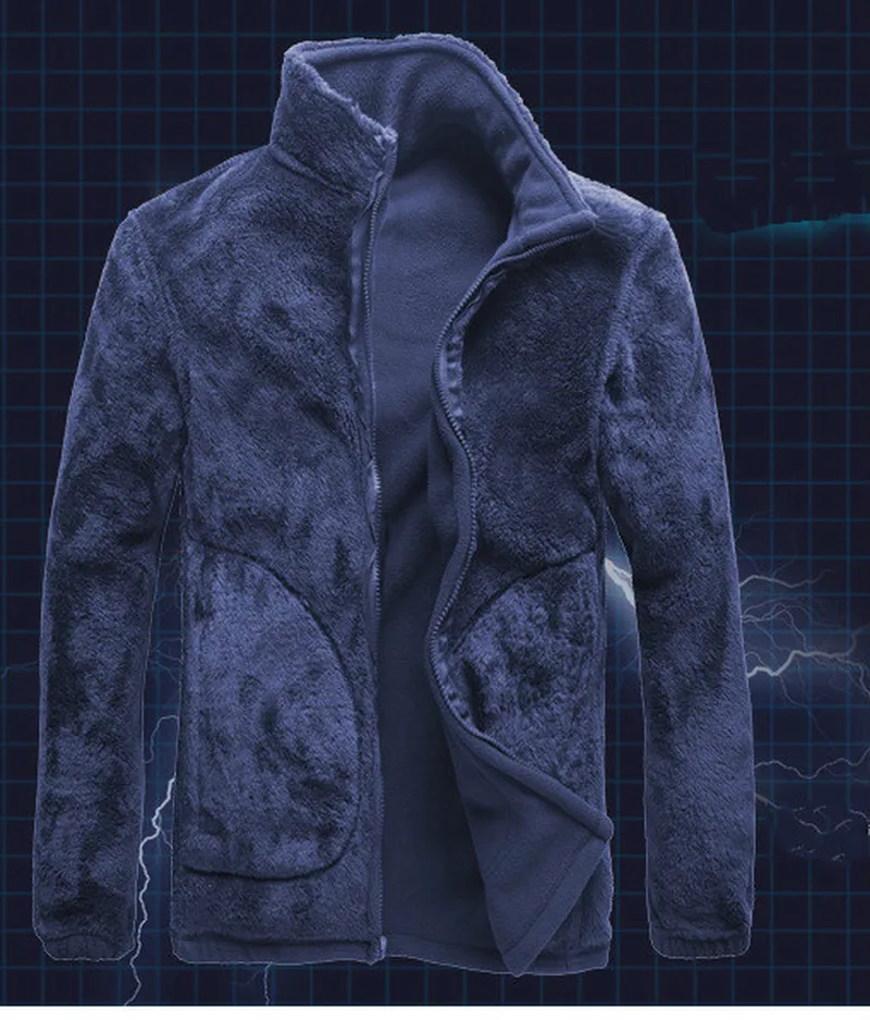 Men Male oversized Plus Size Fleece Warm Thermal Camp Fish Trek Hike Climb Cold Winter Autumn Spring Jacket Travel Coat