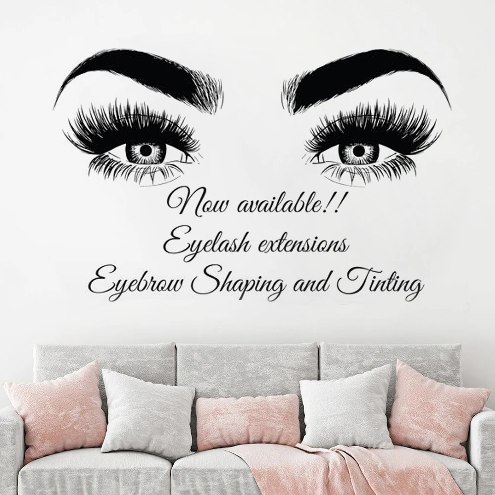 

Eyelashes Custom Quotes phrases wall sticker decoracion hogar moderno Lash Eyebrows Lashes Decal women Beauty Salon Decal HY29
