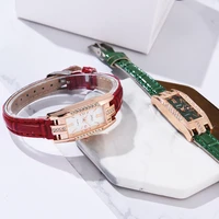 montre femme luxury womens watches fashion branded watch green leather strap rectangle dial sports clock female gifts 2021 new