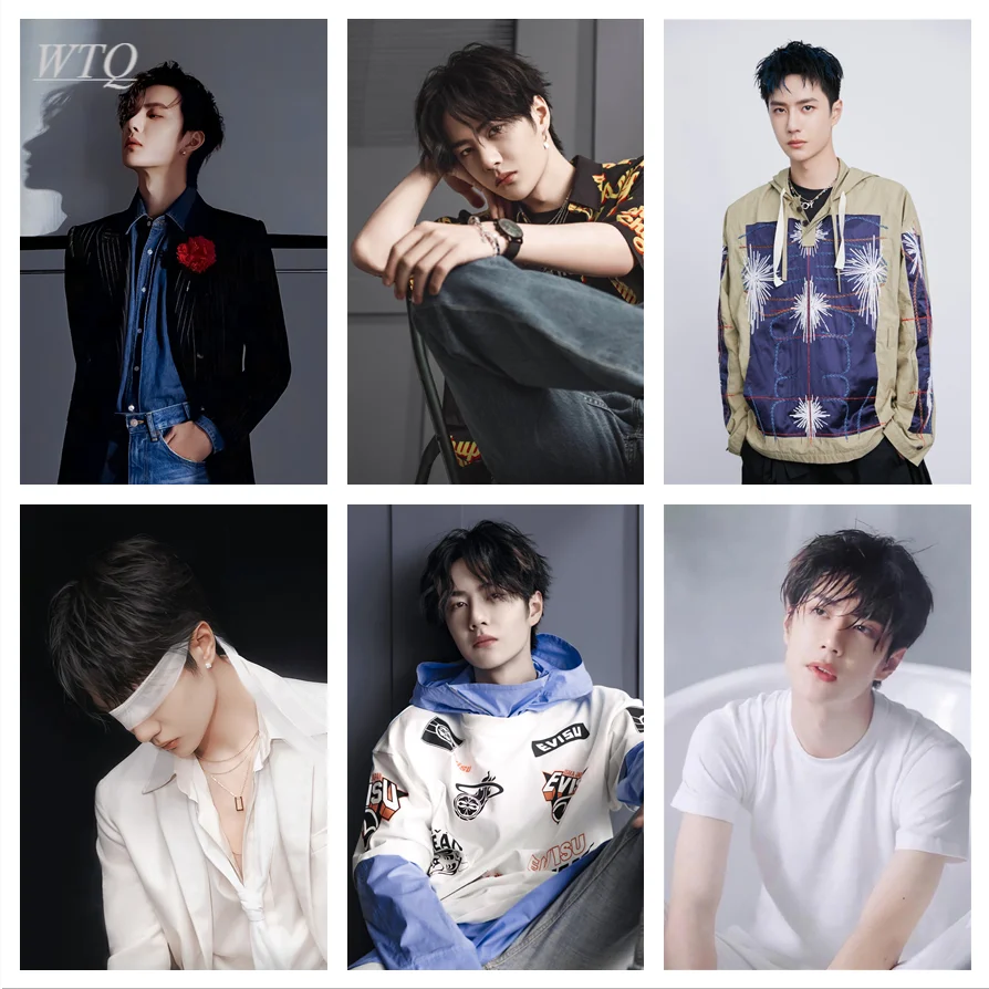 Черно-белый плакат китайский актер Ван ибо Настенный декор холст живопись Ретро