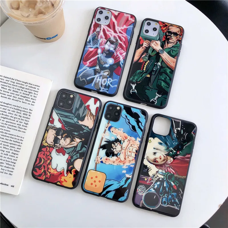 Arnold Commando Terminator Cannon Gun Case For iphone 11 Pro Max XS XR 10 7 8 6 PLUS 6plus Luminous Glass LED Cover Harley Thor |