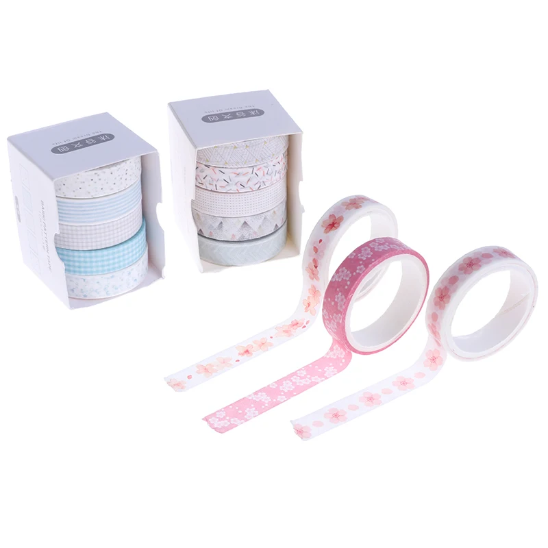 

5Pcs/Set Grid Washi Tape Cute Decorative Adhesive Tape Solid Color Masking Tape For Stickers Scrapbooking DIY Stationery Tape