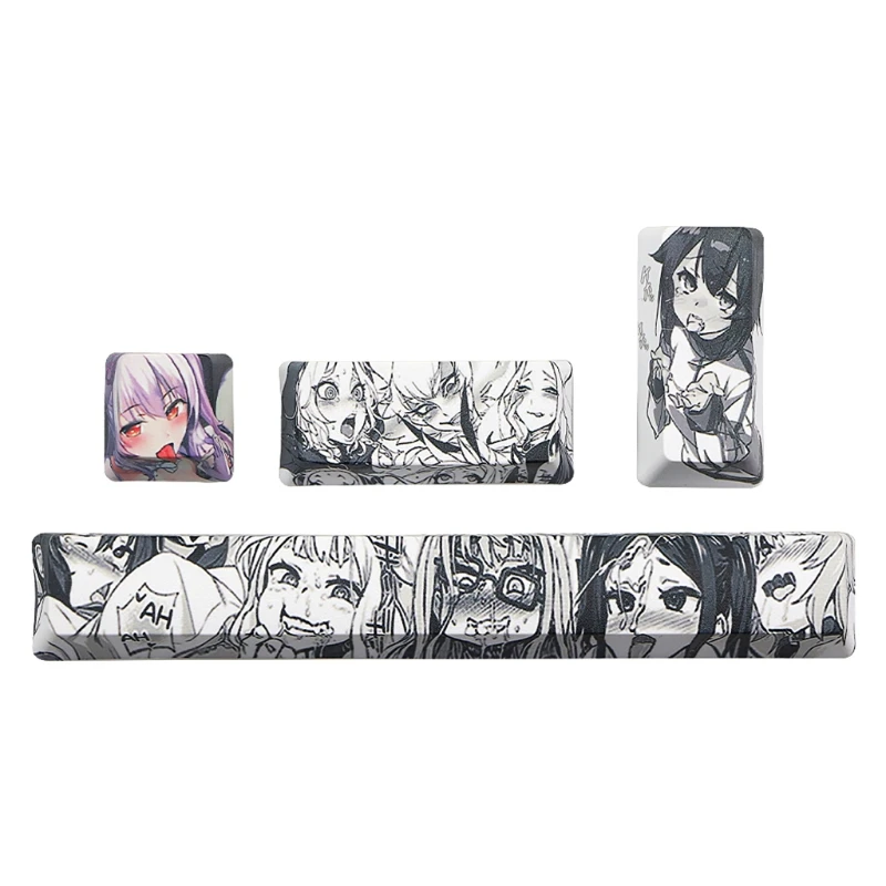 

4Pcs Japanese Anime PBT Space Keycaps Ahegao Keycaps 6.25U ESC Spacebar Caps For Mechanical Keyboard Switches Keycaps