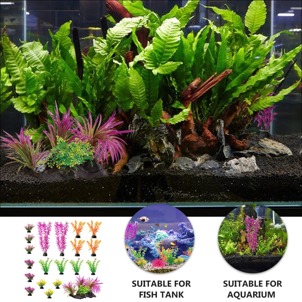 

20 Pcs Artificial Aquarium Plant Faux Underwater Plant for Fish Tank Decor