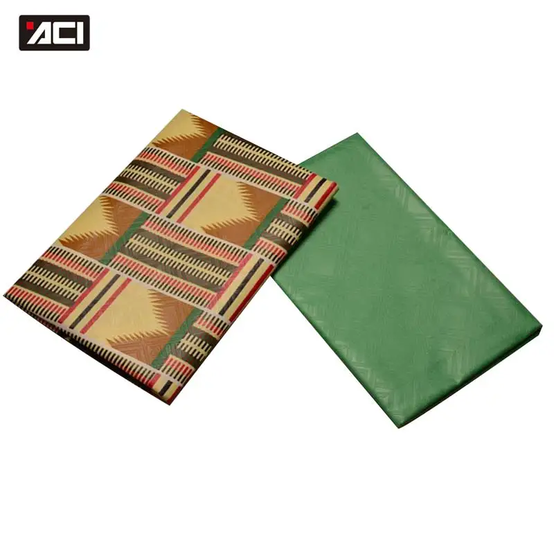 ACI Горячая Анкара ткань Африканский настоящий воск принт Гана Kente Ткань 2 ярдов+ 2 ярдов тиснение африканская ткань Анкара простое окрашивание - Цвет: 19060000