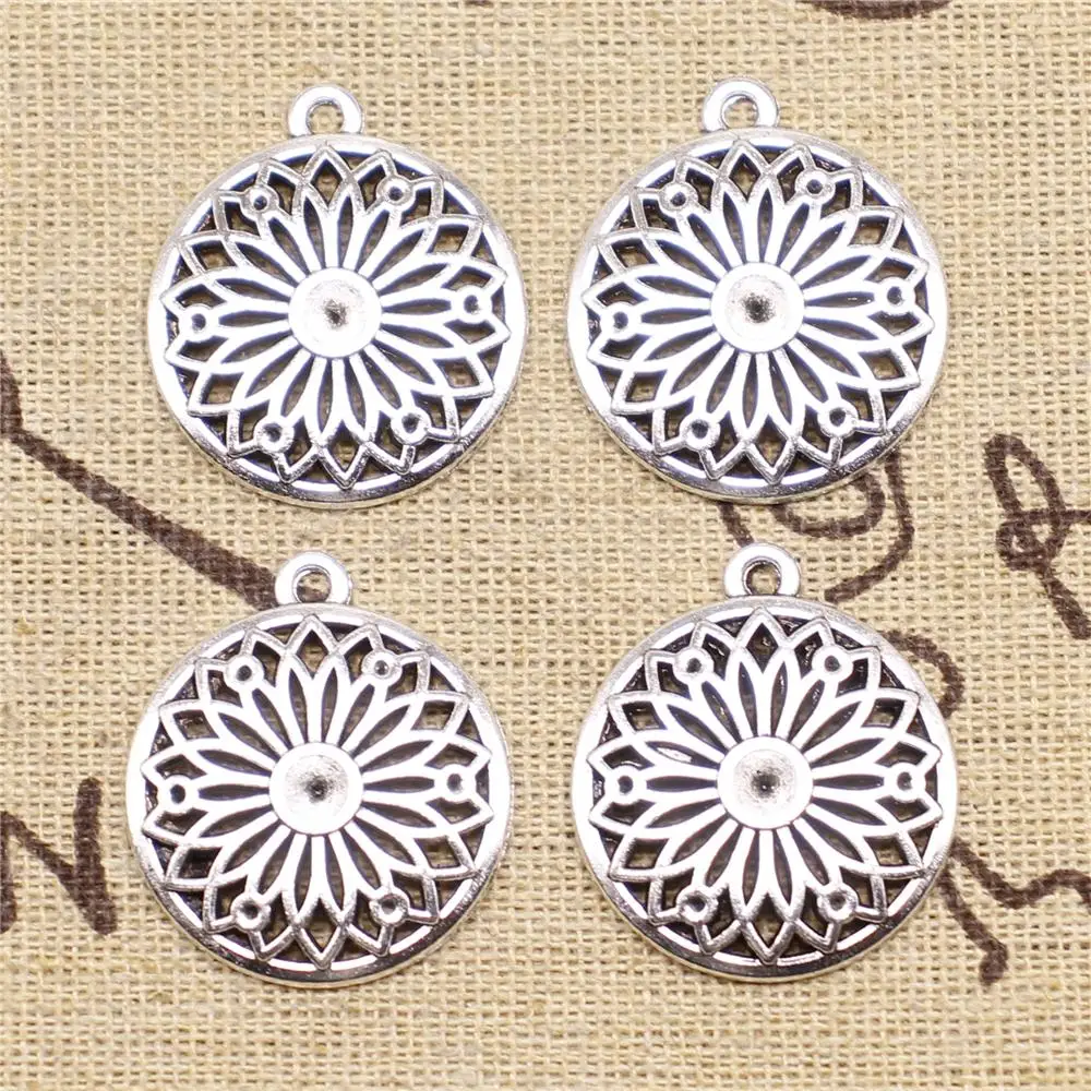 

Supplies For Jewelry Making 10pcs 27x24mm Antique Silver Color Flower Piece Charms