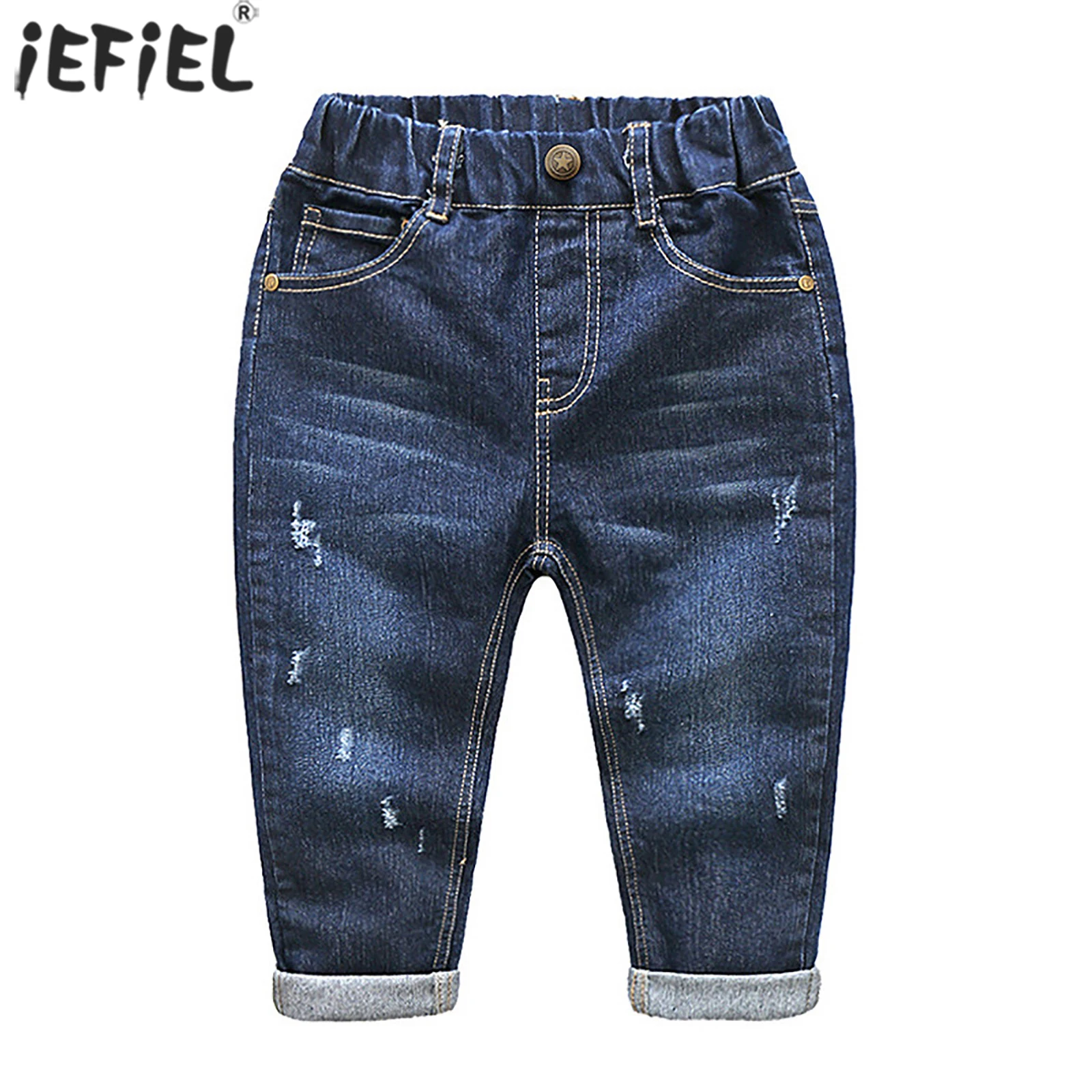 

Autumn Baby Girls Boys Jeans Pants Kids Clothes Cotton Casual Children Clothing Blue Bowboy Denim Trousers Clothes 1-5Years