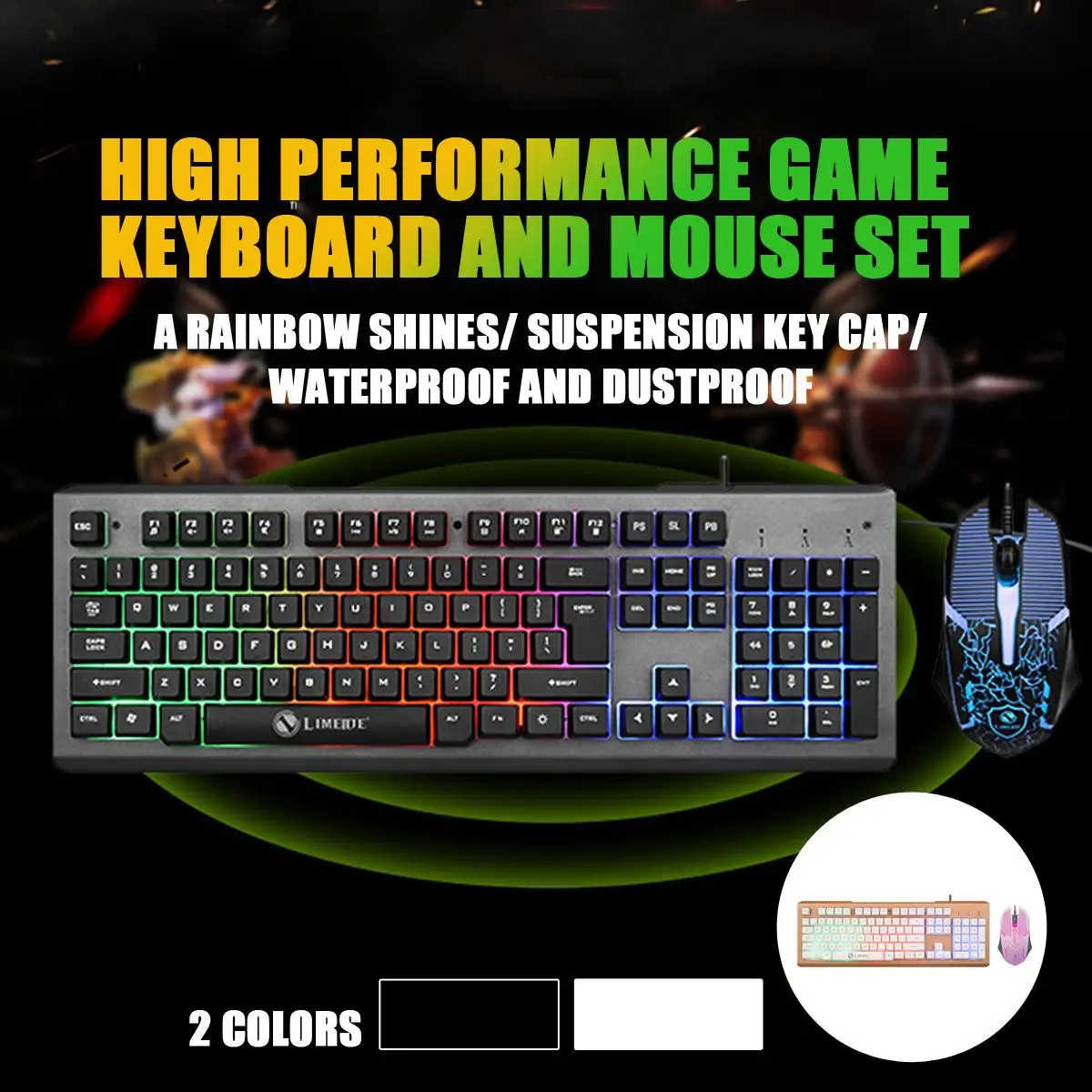 

Wired Gamer Keyboard 2400DPI LED Gaming Mouse Combo Backlight Keyboard Mechanical Feel Gaming Keyboard Mice For PC Laptop
