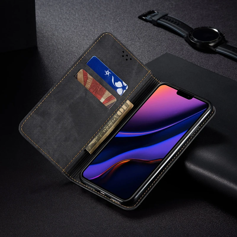 Luxury Jean Canvas Case For iPhone 11 Pro Max 6 6S 8 7 Plus Flip Magnetic Wallet Cover Phone XS X XR | Мобильные телефоны и