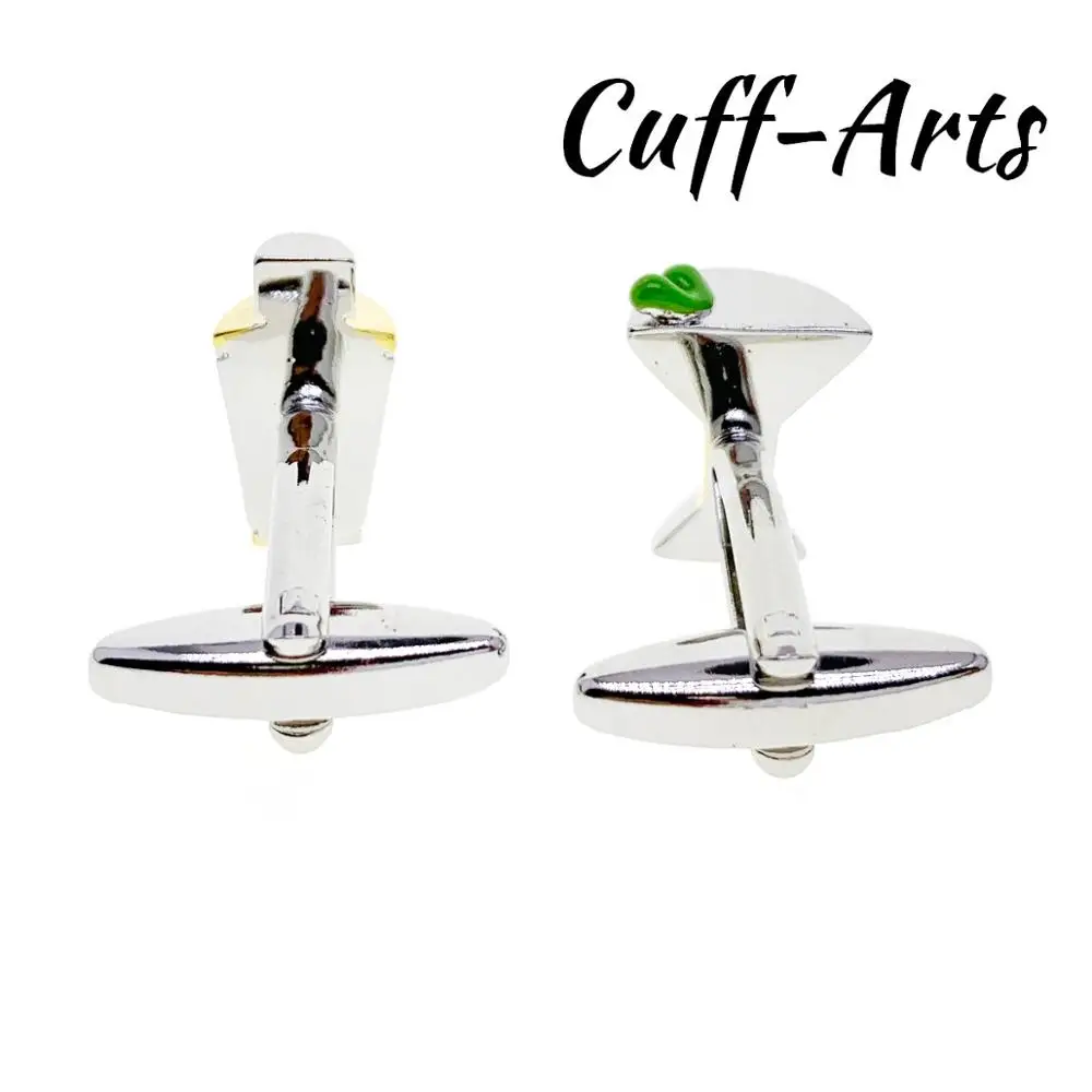 Cufflinks for Men Cocktail Shaker and Glass Martini Green Olive Gifts Gemelos Spinki by Cuffarts C10434 | Украшения и аксессуары