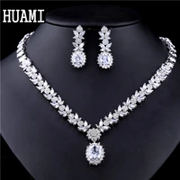 huami flower drop earrings and pendant necklace sets for women jewelry wedding lady trendy style bridal jewelry bijoux