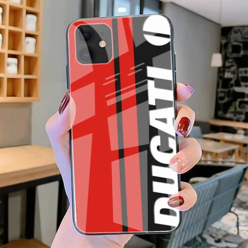 

Famous Motorcycle Ducati Phone Case Tempered Glass For Iphone6plus 6S 7 7plus 8 X XS XSmax XR 11 12 Pro Max 12mini