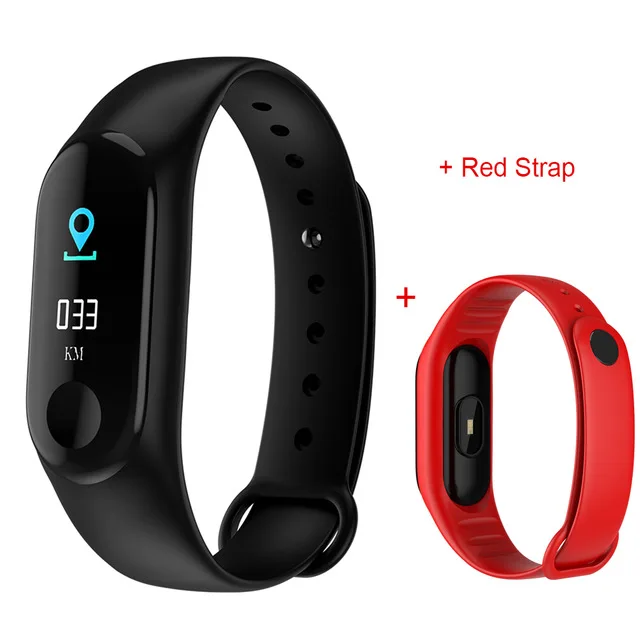 Black-Strap Red Смарт Браслет часы M3 детские часы шагомер светодиодный цифровой детские спортивные часы Подарки для мальчиков и девочек электронные силиконовые часы - Цвет: Black-Strap Red