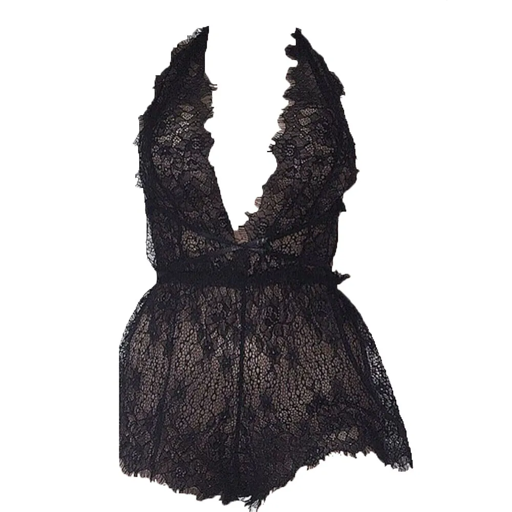 

Women Sexy Lingerie Mesh Lace Babydoll Chemise Sexy Underwear Dress Transparent Haltter Erotic Lingerie Costumes Sujetadores