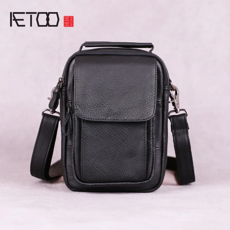 Мужская мини-сумка AETOO мужская кожаная сумка кожанка для переноски на одно плечо