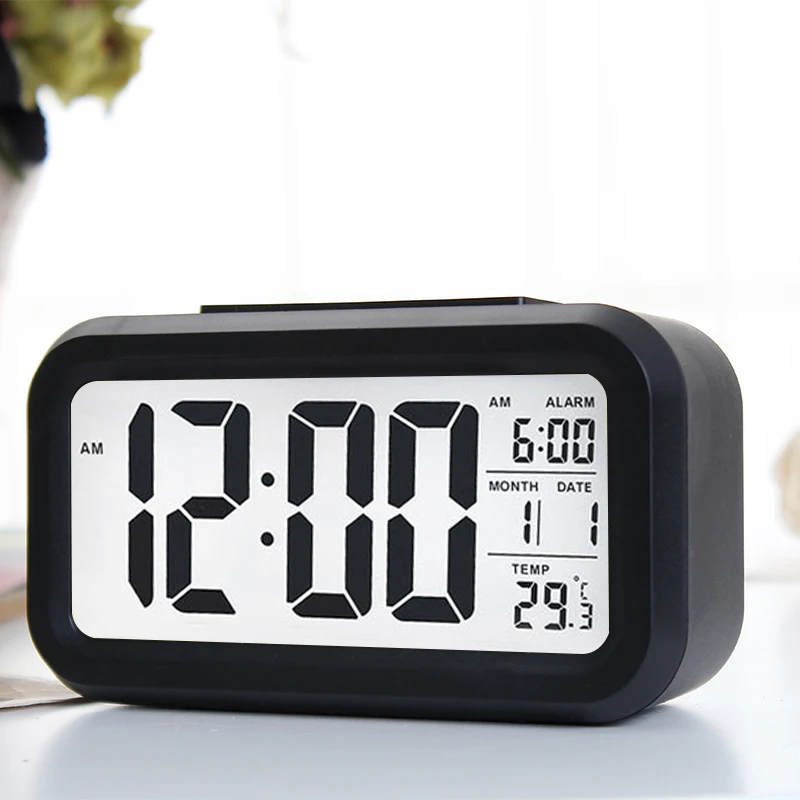 

LED Luminous Small Alarm Clock Light Creative Mute Alarm Clocks Black Simple Sveglia Digitale Electronic Alarm Clock OO50AC